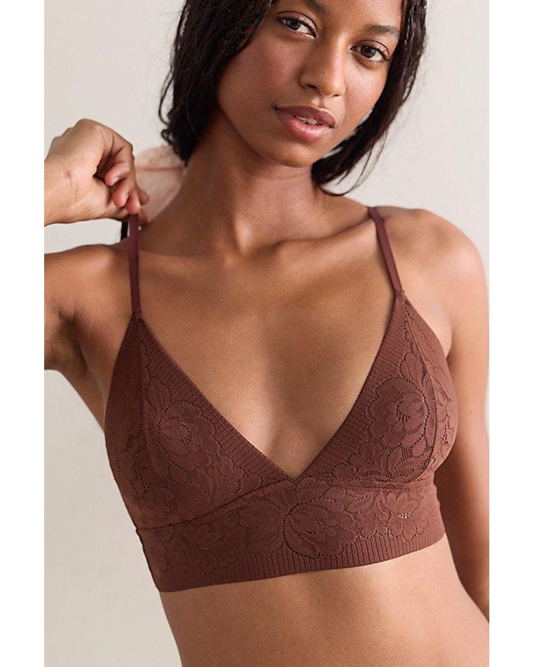 Intimately By Free People Brown Smooth Talking Lace Triangle Bralette By