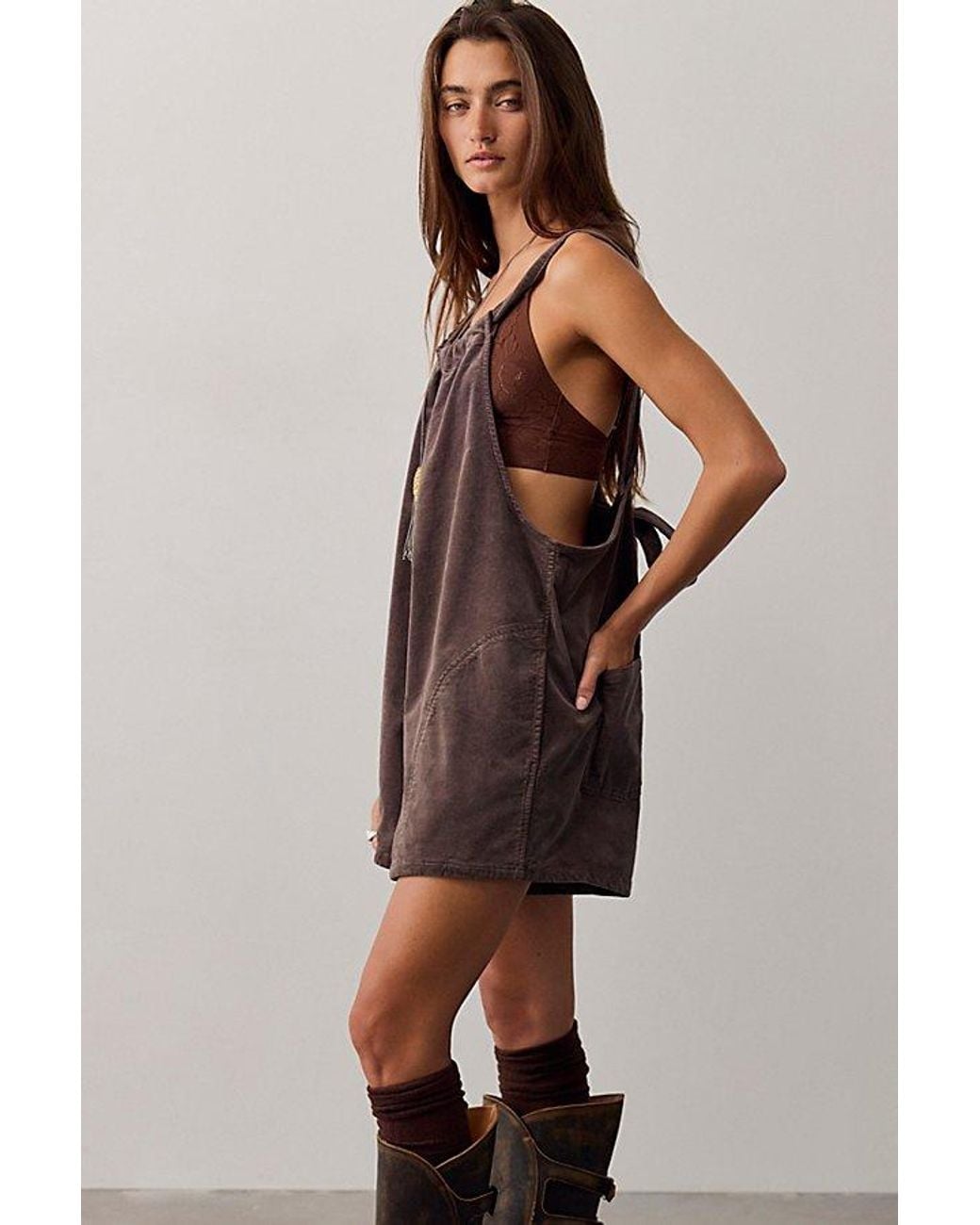 Free People Brown Freebird Cord Shortalls