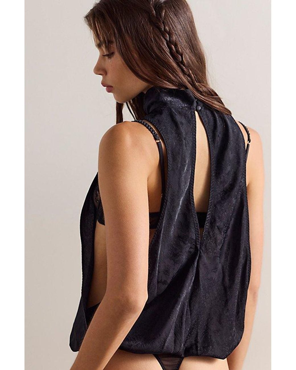 Intimately By Free People Black Drop It Low Bodysuit By