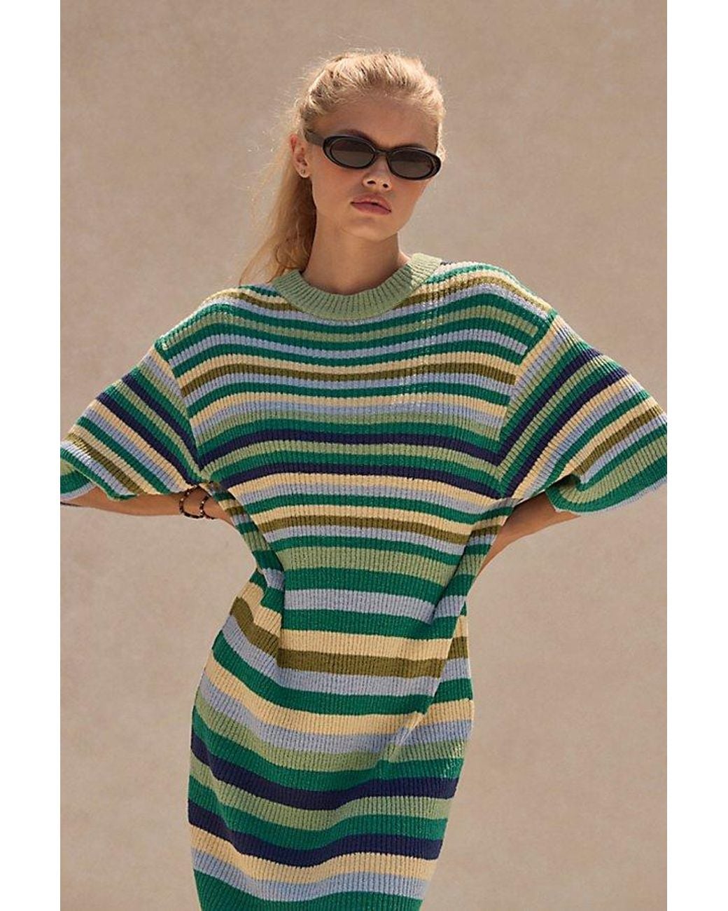 free-est Green Shades Of Summer Sweater Dress By