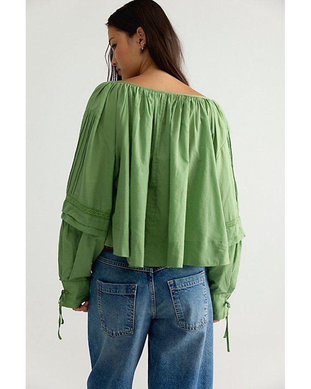 Free People Green La Lune Blouse