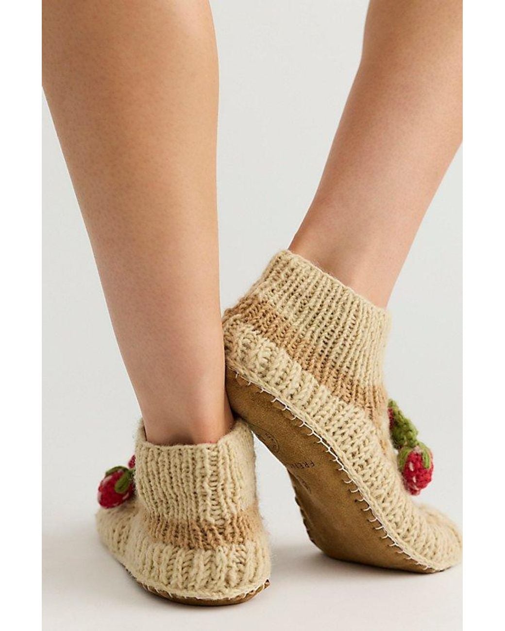 Free People Brown Gingham Slipper Socks