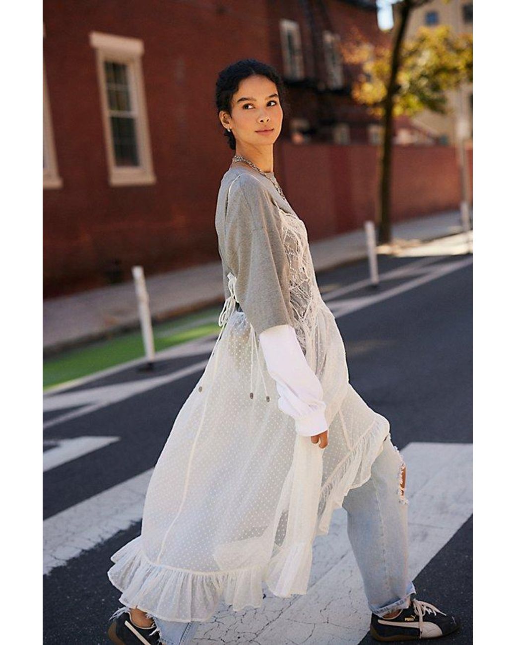 Free People White Perfect Oversized Long Sleeve Top