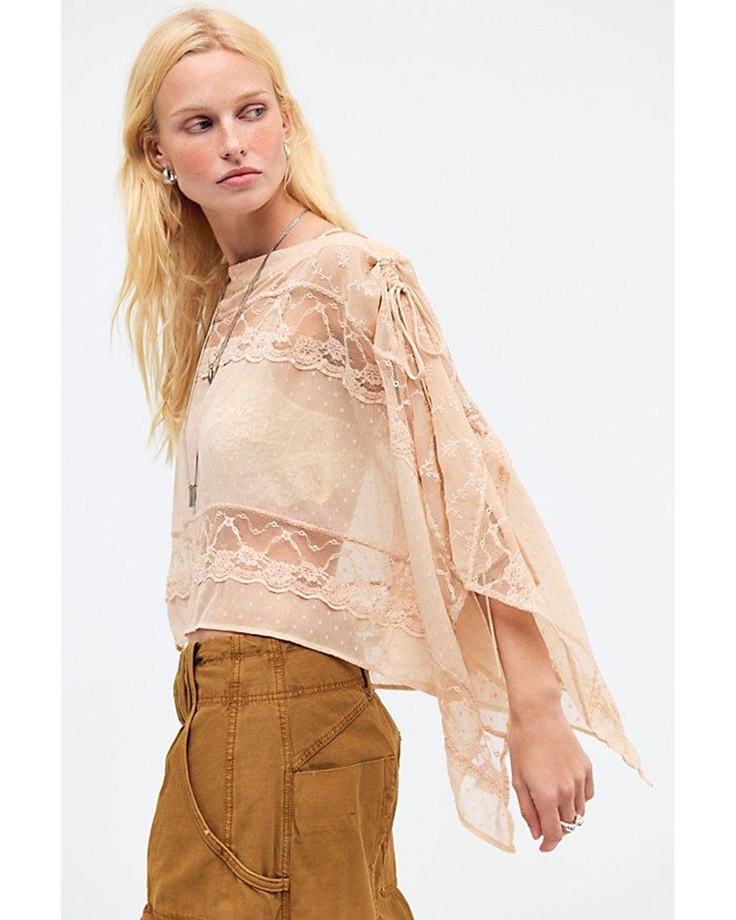 Free People Natural Sofia Cape Top