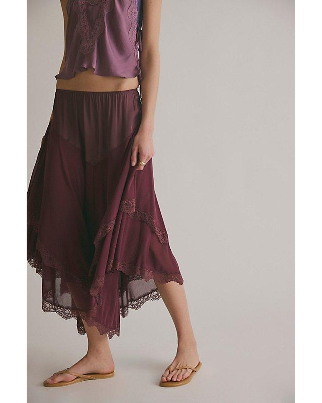 Free People Brown It's Romantic Half Slip By