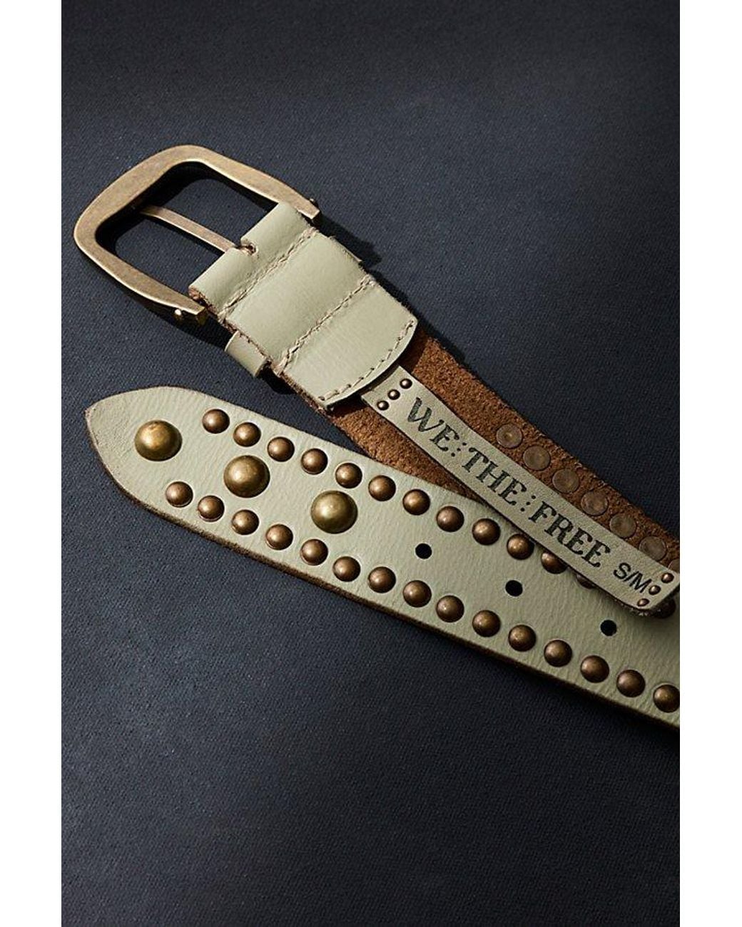 Free People Gray Sola Stud Belt At Free People In Matcha, Size: S/m