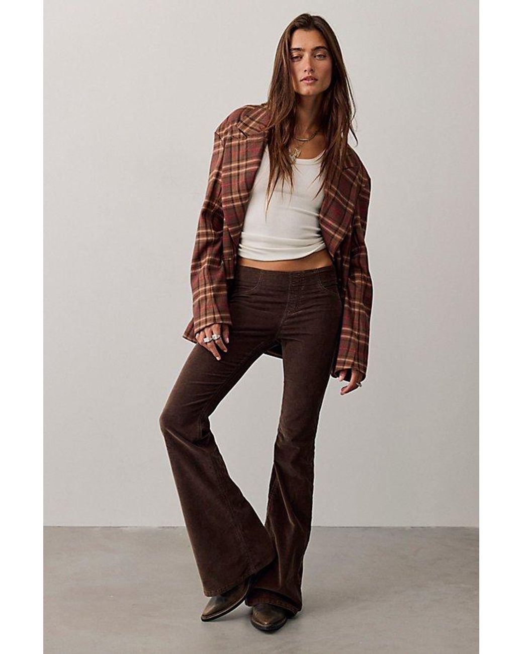 Free People Natural Penny Pull-On Cord Flare Jeans