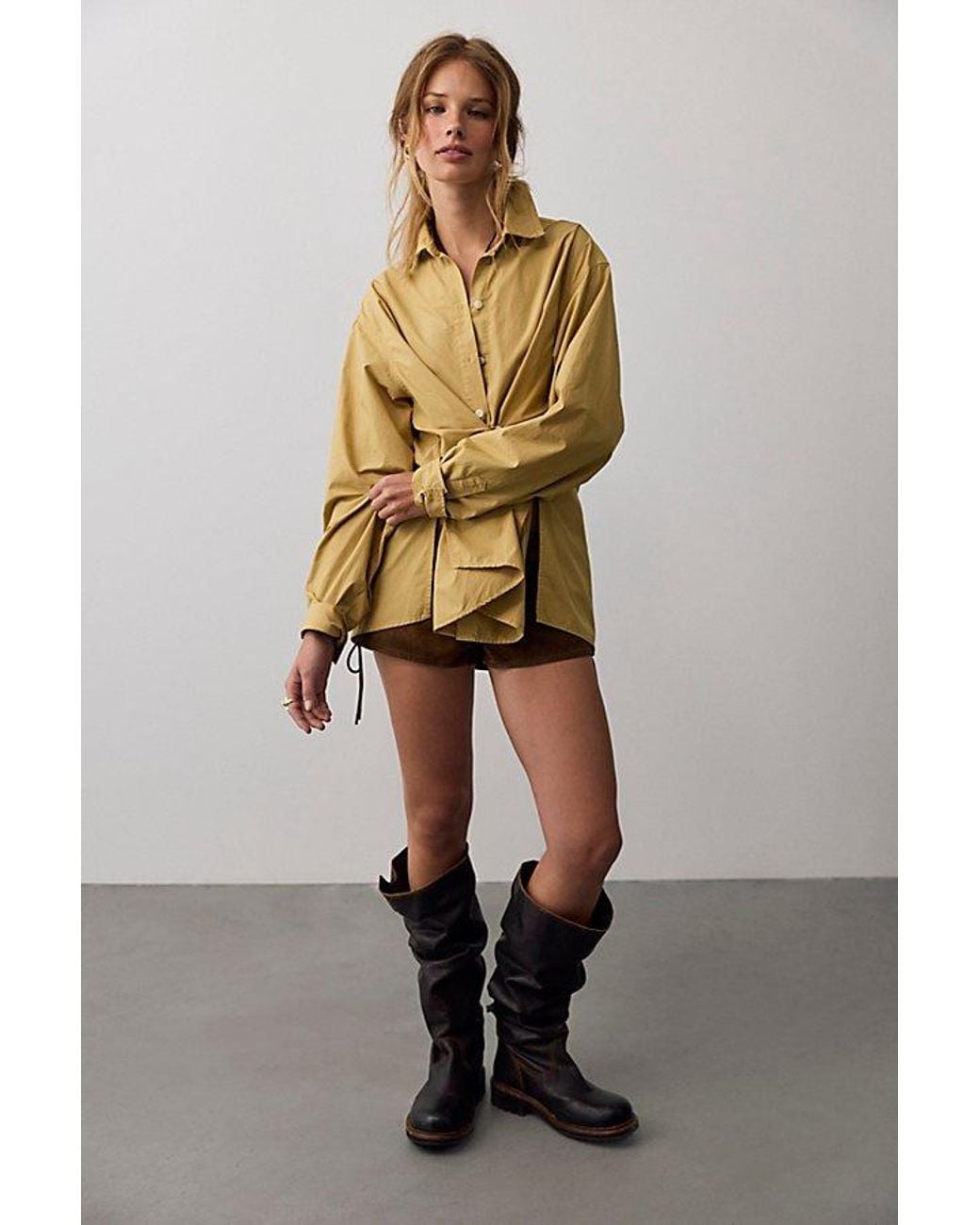 Free People Brown We The Free Many Ways Solid Button Down
