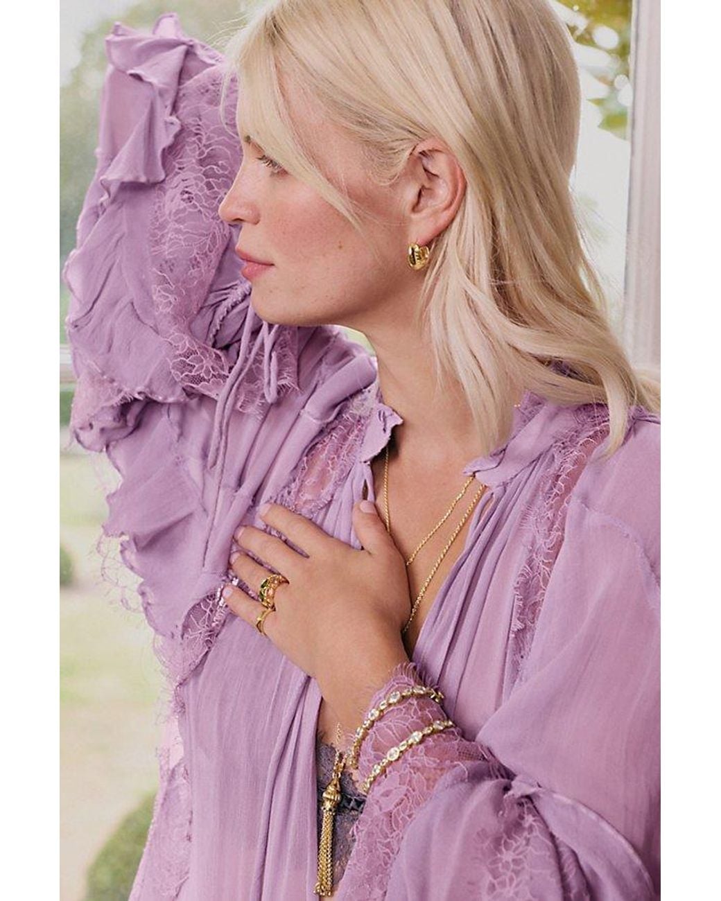 Daisy London Gray X Free People Helena Hoop Earrings