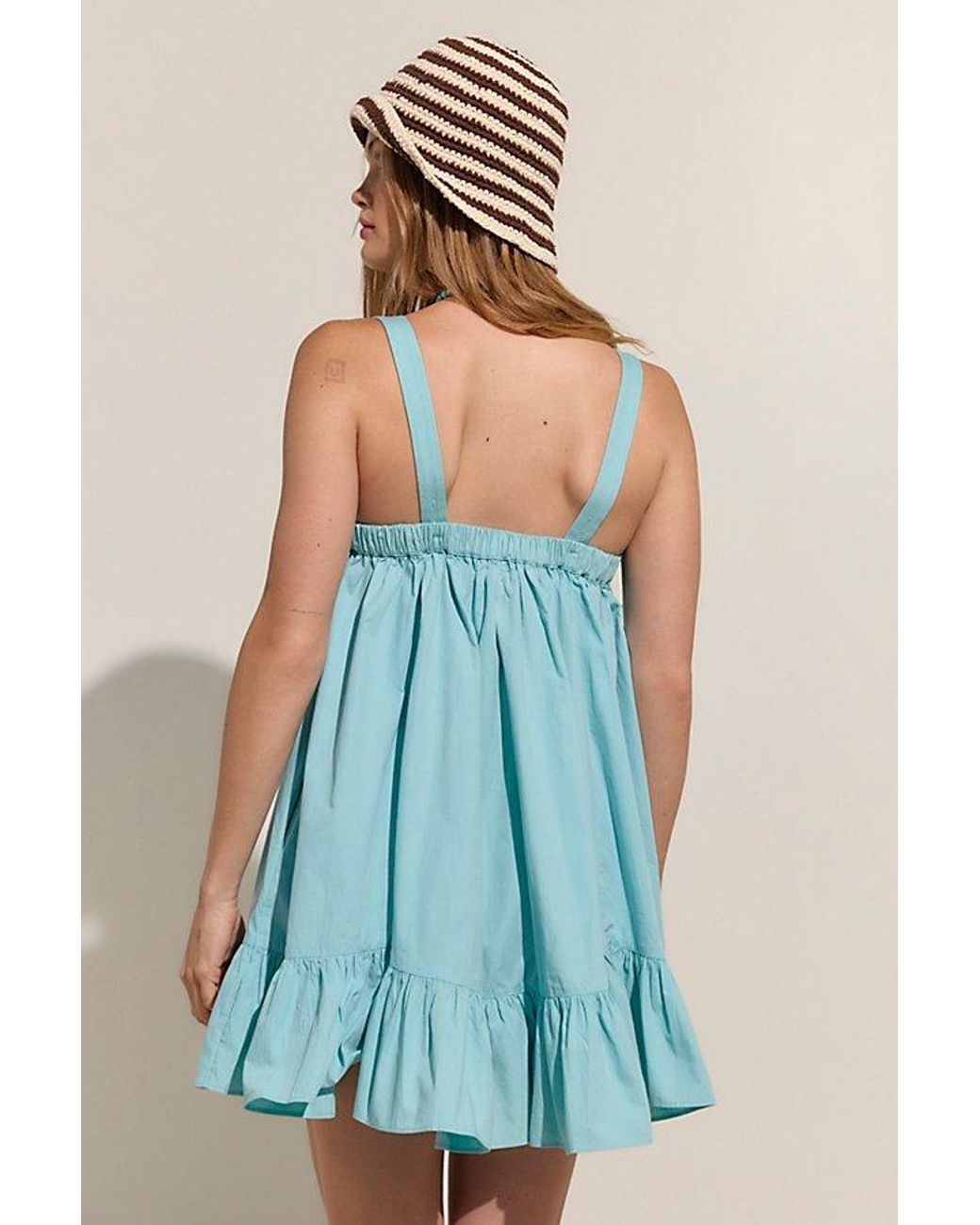 free-est Blue Heart Eyes Cotton Mini Dress By