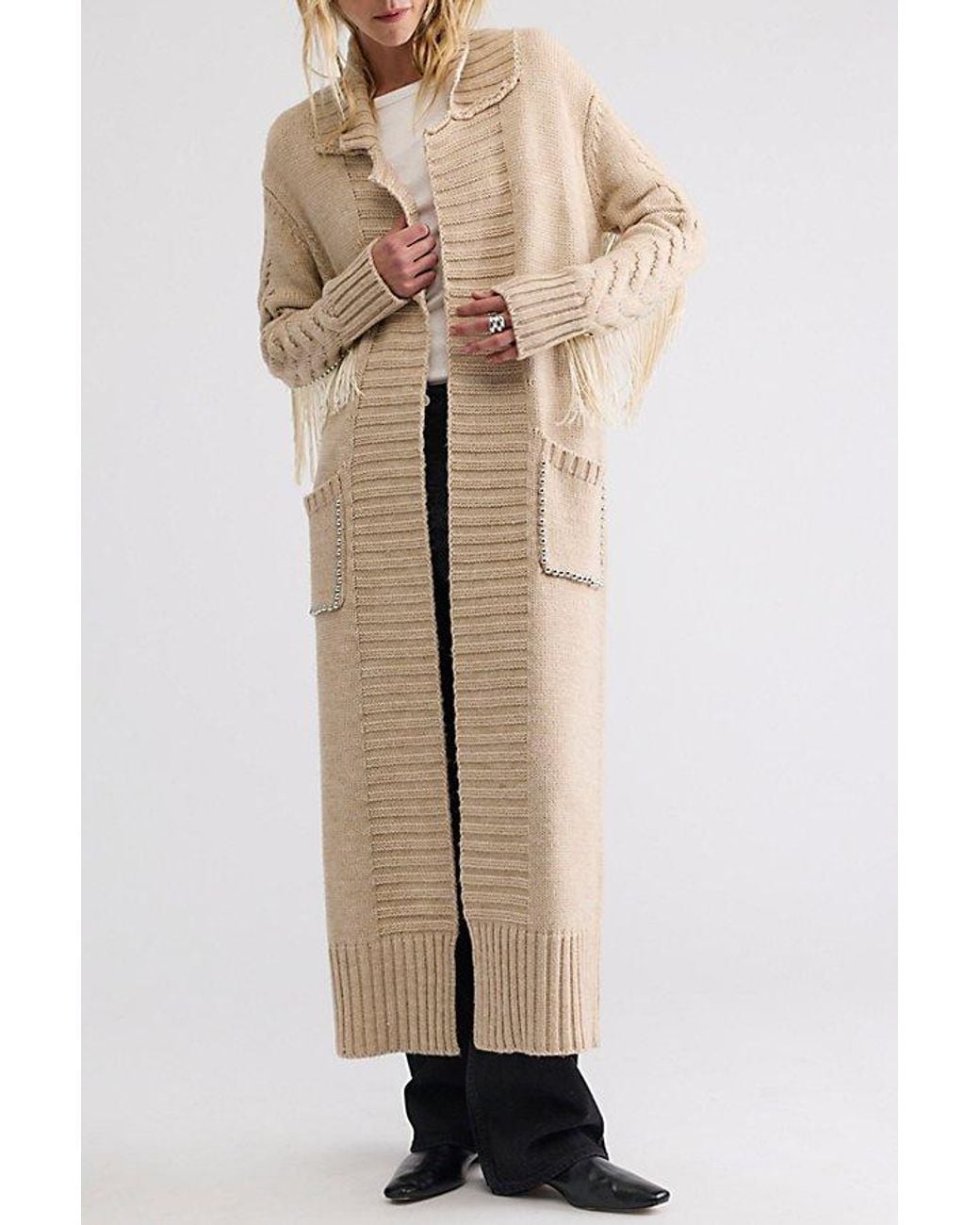 Urban Outfitters Natural Rodeo Studded Sweater Trench Coat