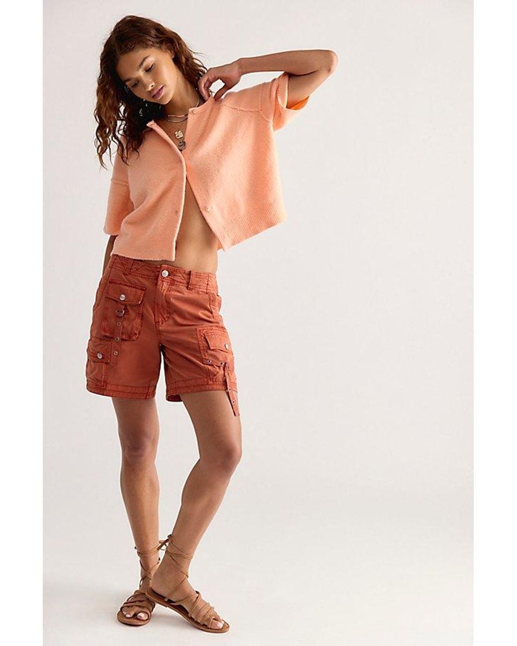 Free People Orange See Me Softspun Cardigan