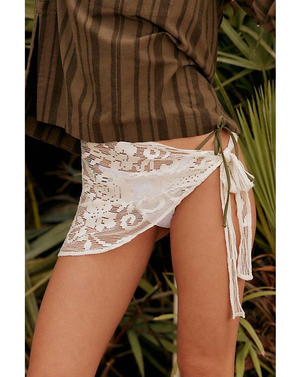 Free People Natural Capri Lace Wrap Sarong Top