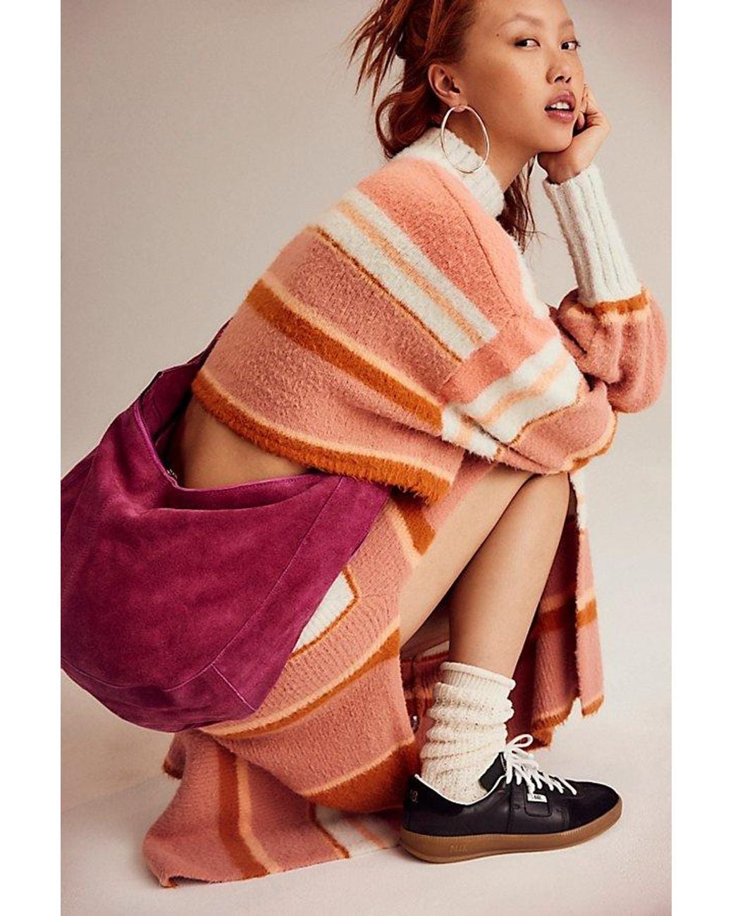 Free People Pink Roma Suede Tote Bag