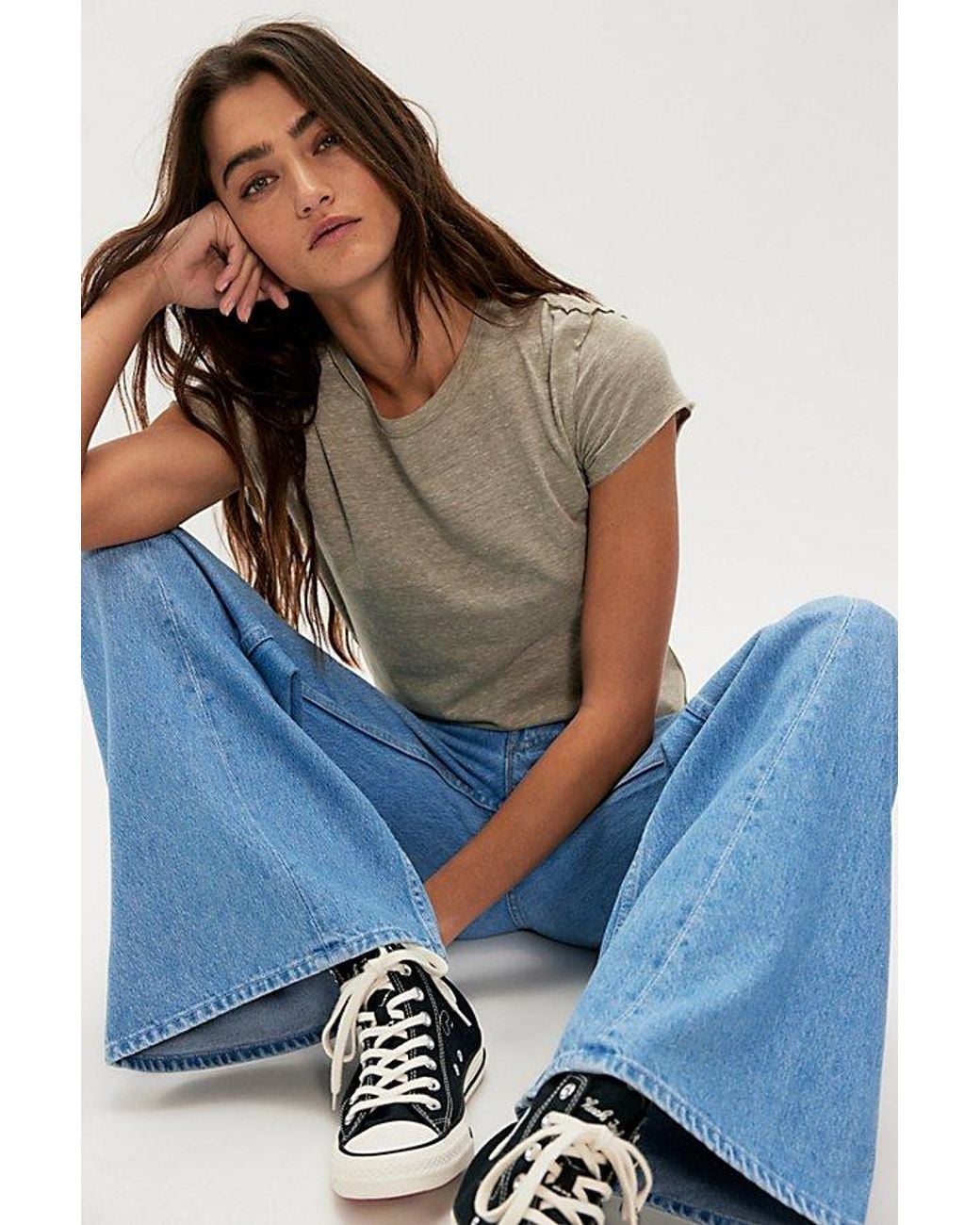Mother Blue The Lemon Twist Sneak Jeans