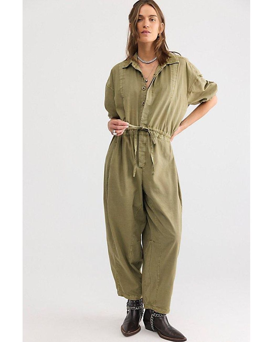 Free People Green Take Me Away Jumpsuit