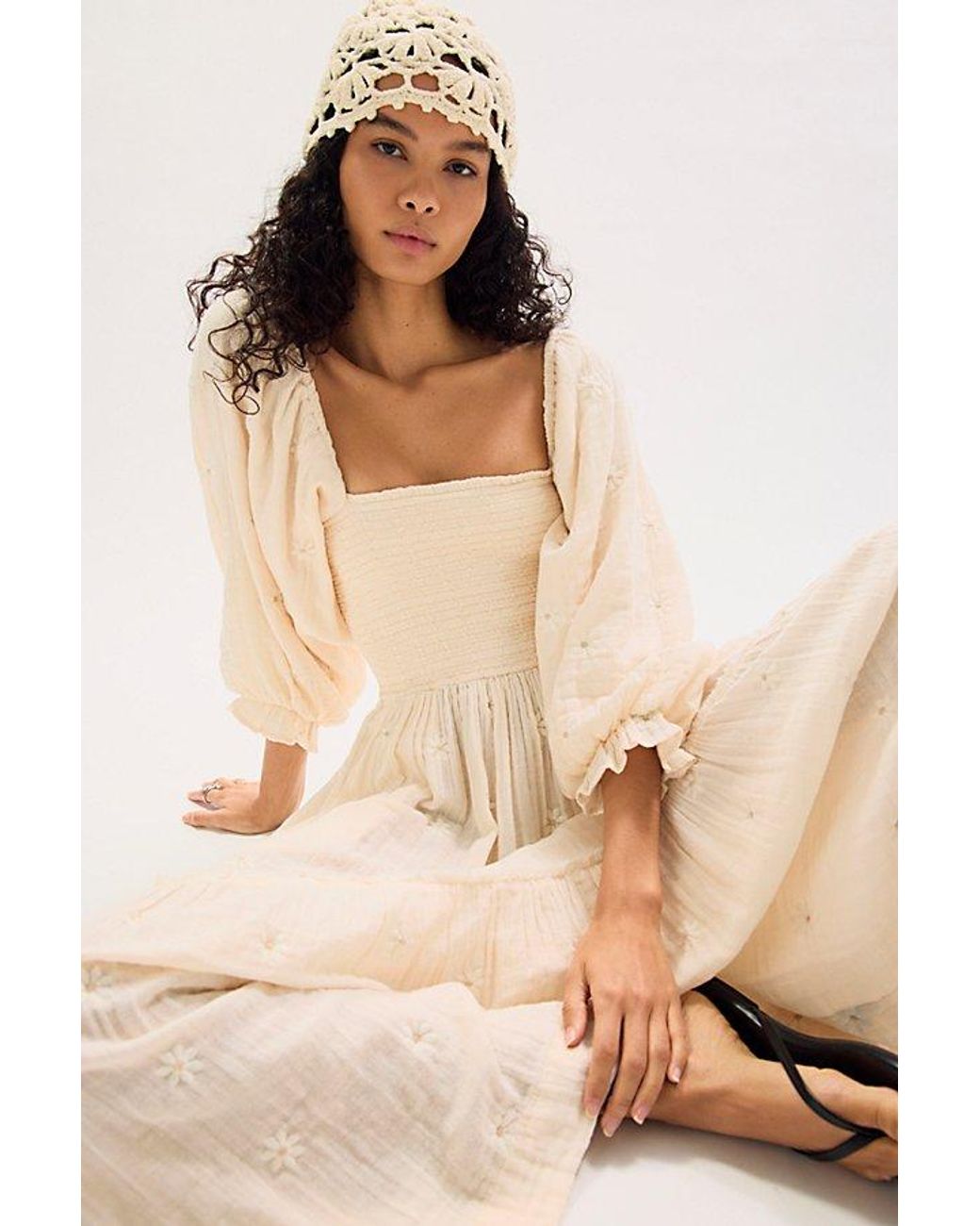 Free People Natural Dahlia Embroidered Maxi Dress