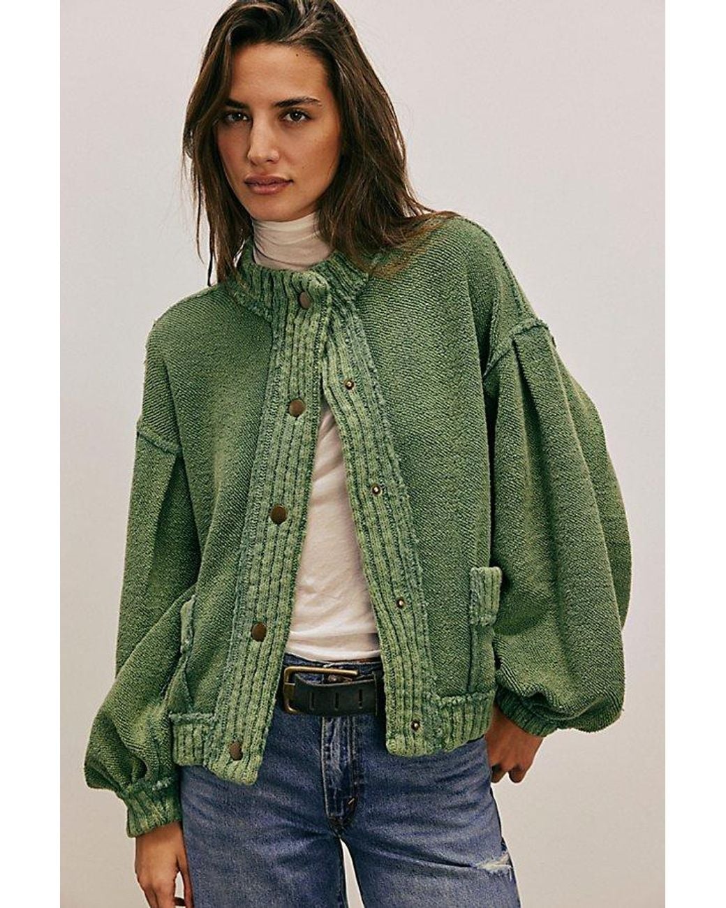Free People Green Cozy In This Cardi