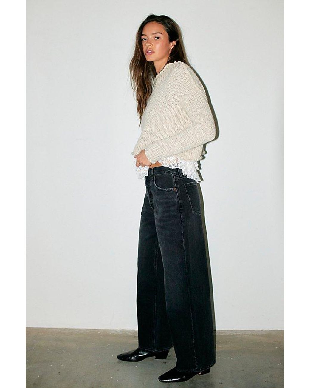 Agolde White Low-Rise Baggy Jeans