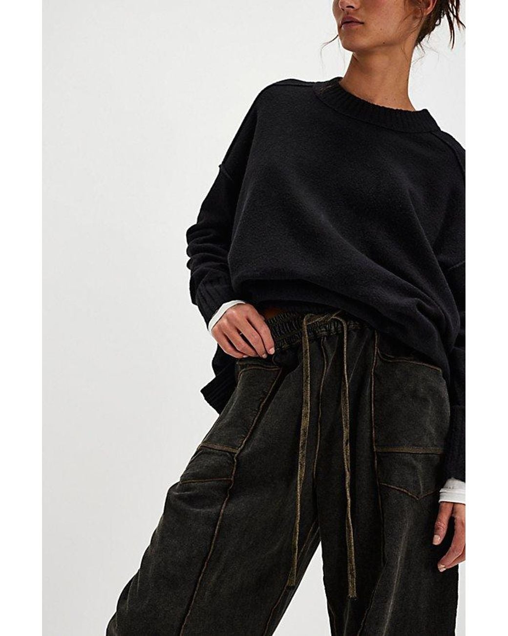 Free People Black Kaiden Barrel Trousers