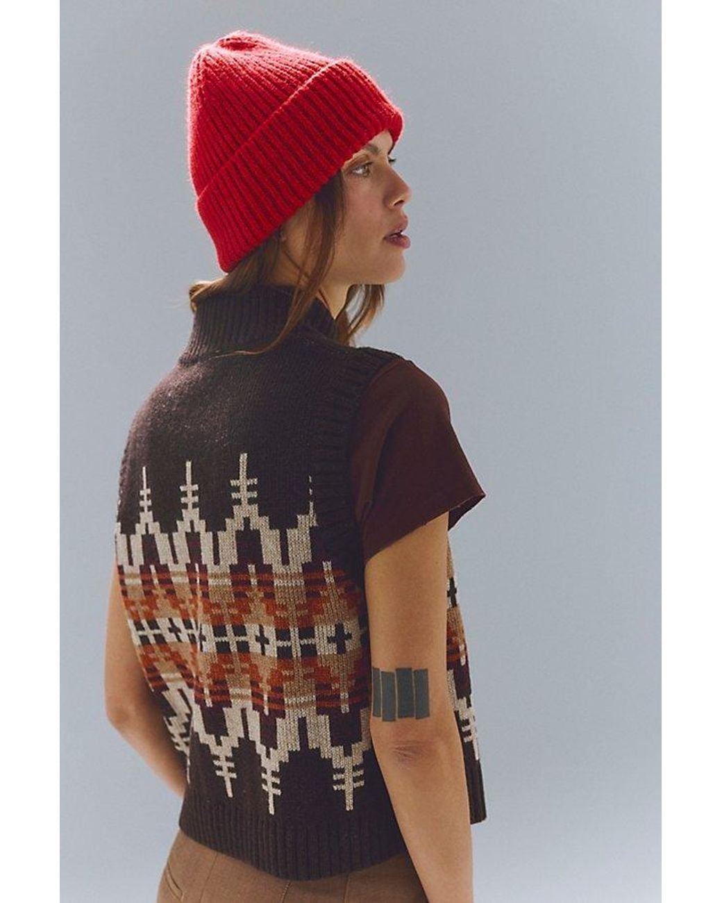 Pendleton Brown Graphic Zip Vest