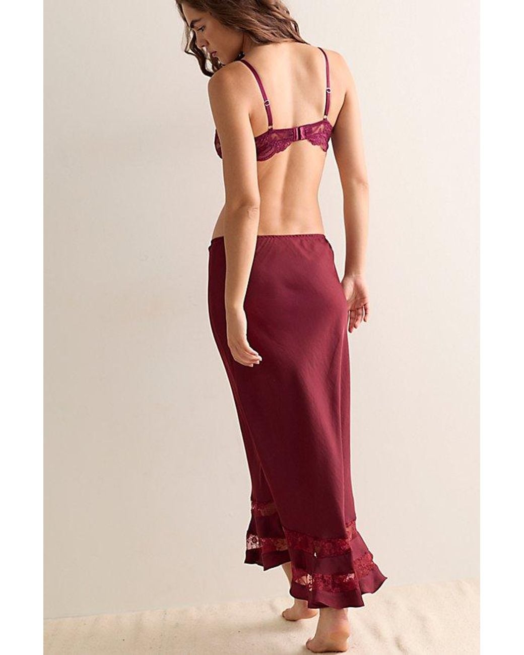 Intimately By Free People Red Long Lost Lover Maxi Slip Skirt By