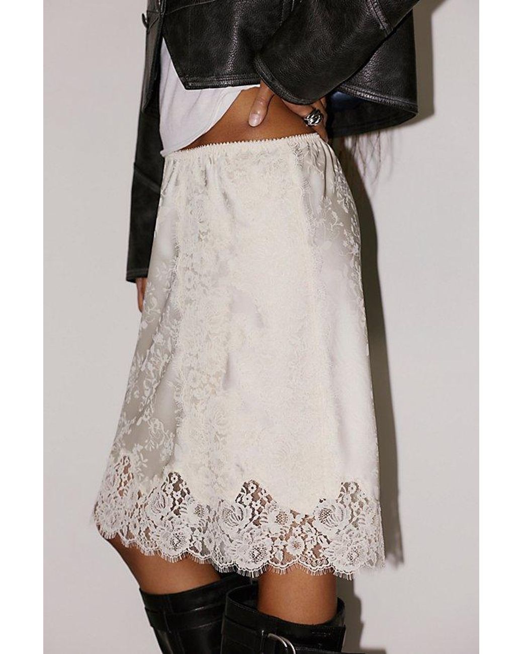 Intimately By Free People Natural Don'T Tell Mini Slip Skirt By