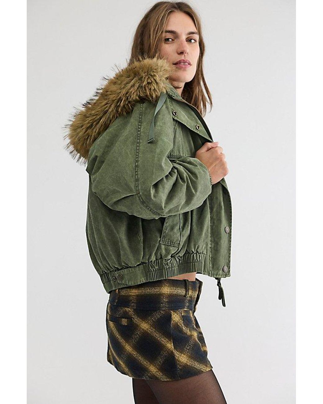 Free People Natural Mille Fleur Pixie Plaid Mini Skirt