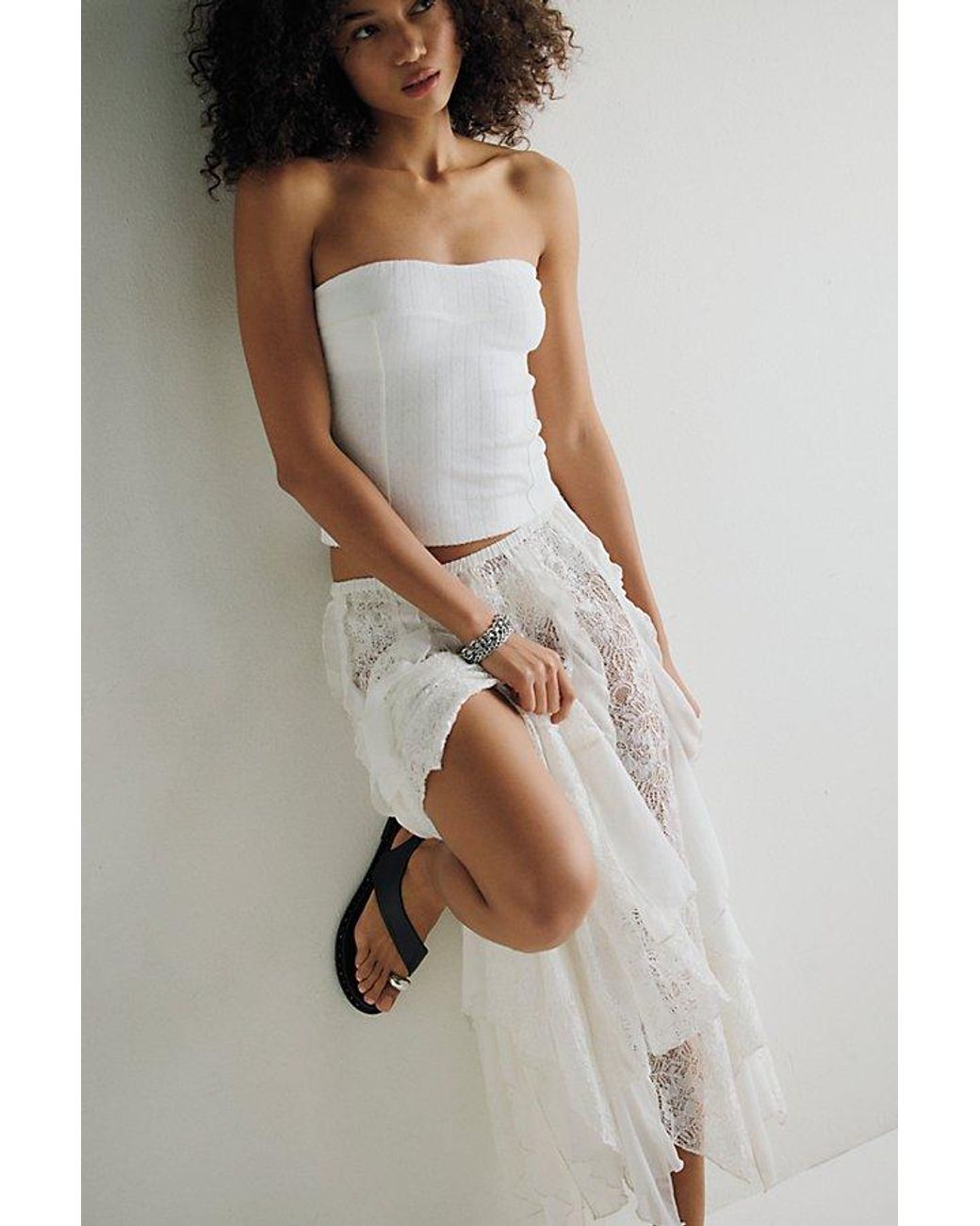 Intimately By Free People Green Candy Calling Maxi Slip Skirt By