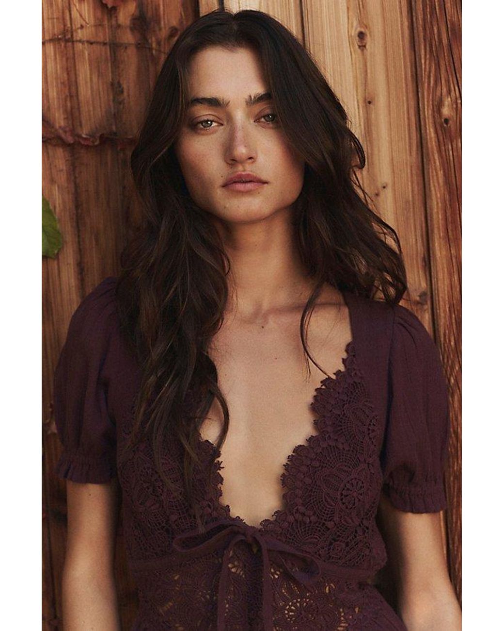 free-est Brown All You Need Is Lace Midi Dress By