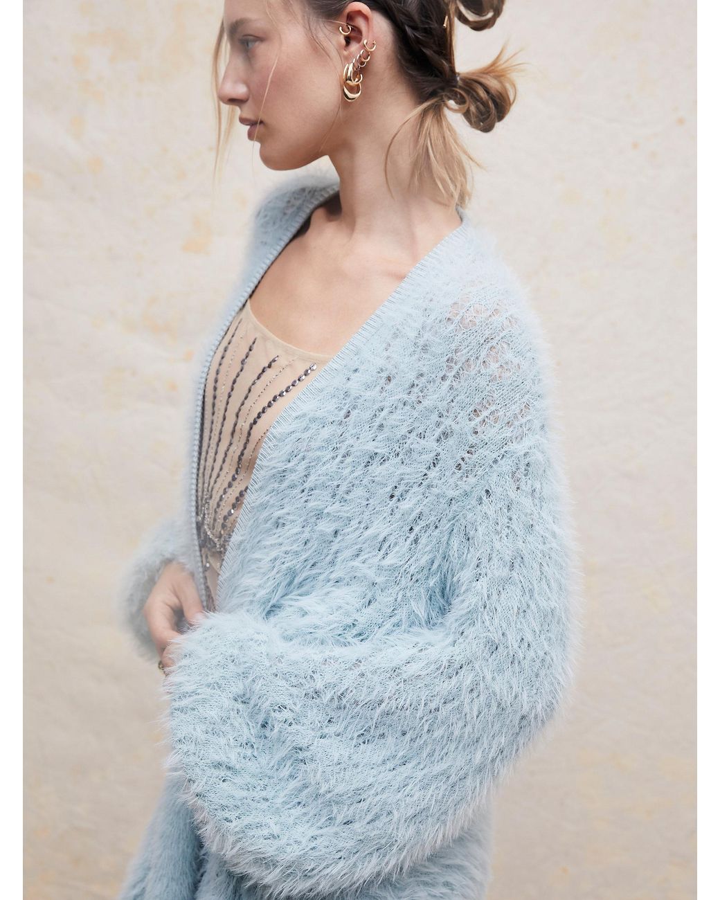 Free people deals blue cardigan
