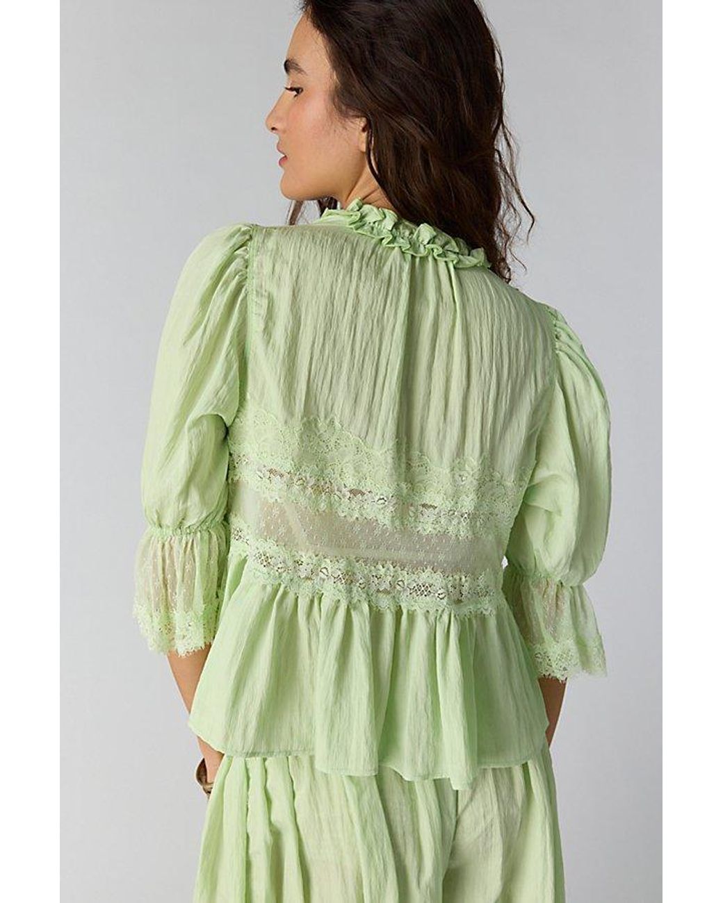 Intimately By Free People Green Forever Young Bed Jacket Top By
