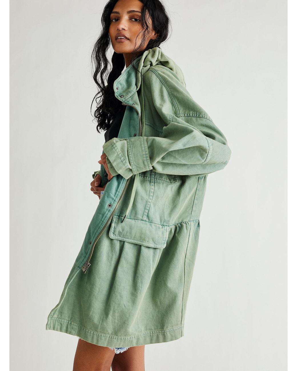 Free people green best sale coat