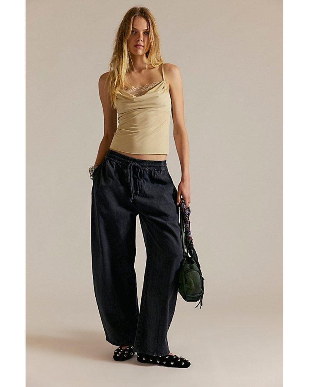 Free People Blue Lex Pull-On Barrel Pants