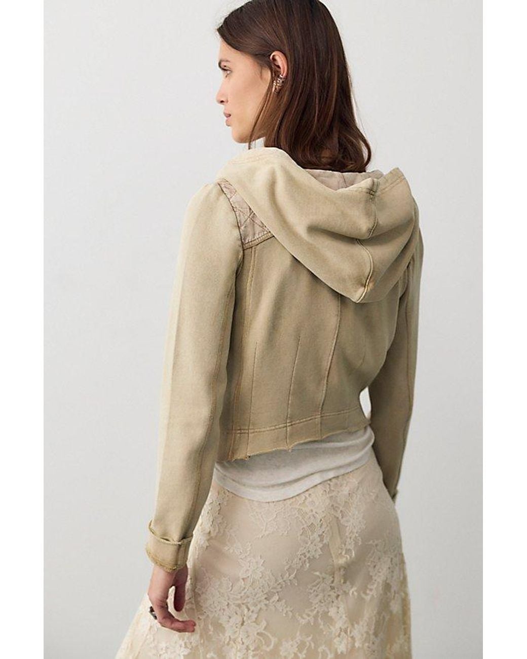 Free People Natural Throwback Asymmetric Zip-Up Hoodie