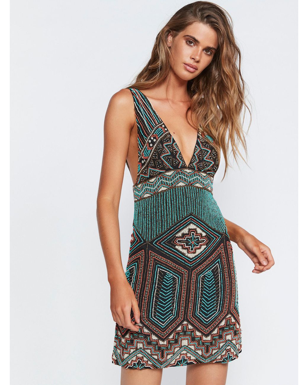 Free People Maya Beaded Mini Dress Lyst