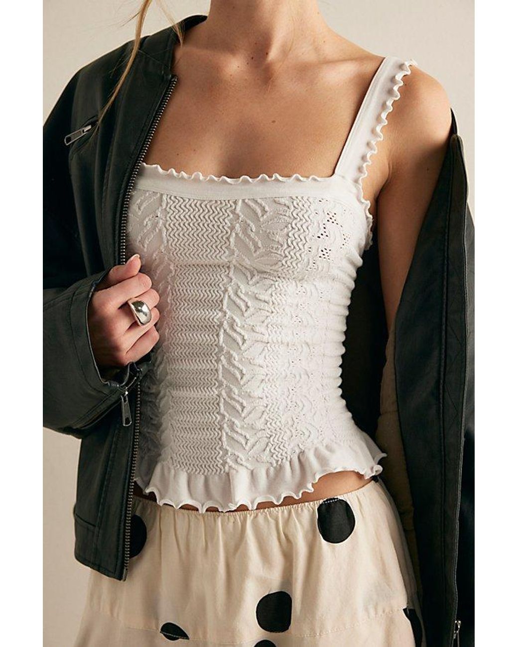 Intimately By Free People Green So Soft Frill Square Neck Tank Top By