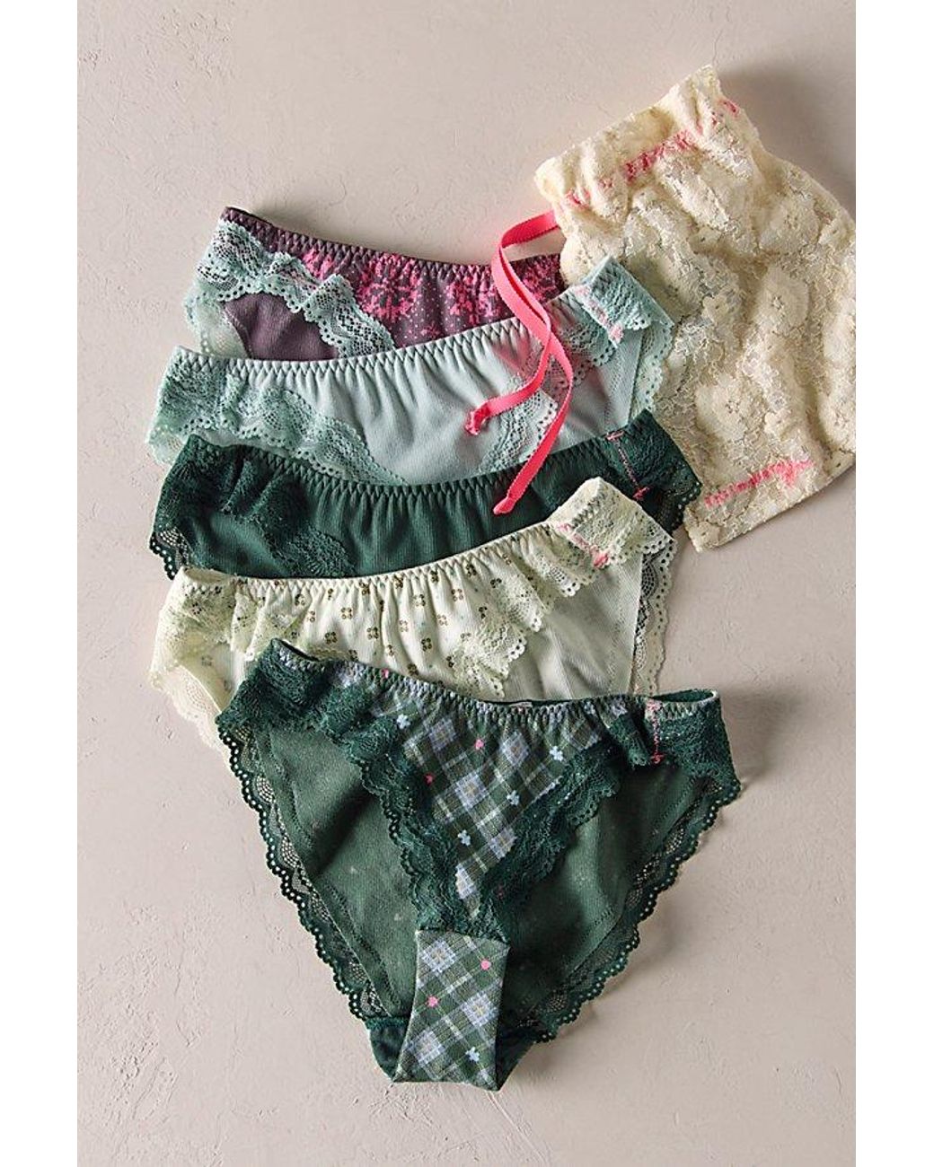 Intimately By Free People Green Oh My Darling Cotton Bikini Undies 5-Pack By