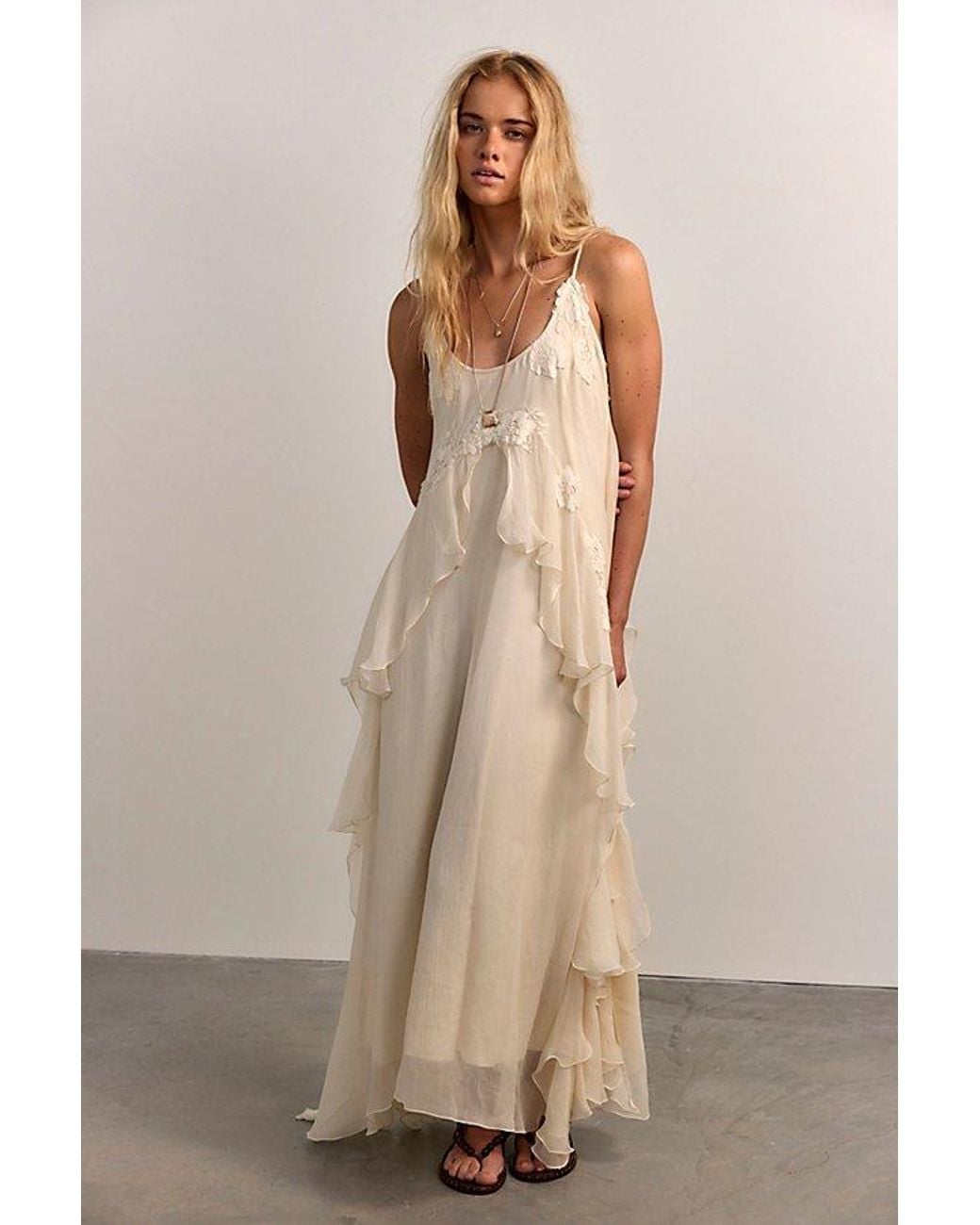 sachin and babi light blue dress Sir Strobe Silk Chiffon Maxi Dress In Ivory