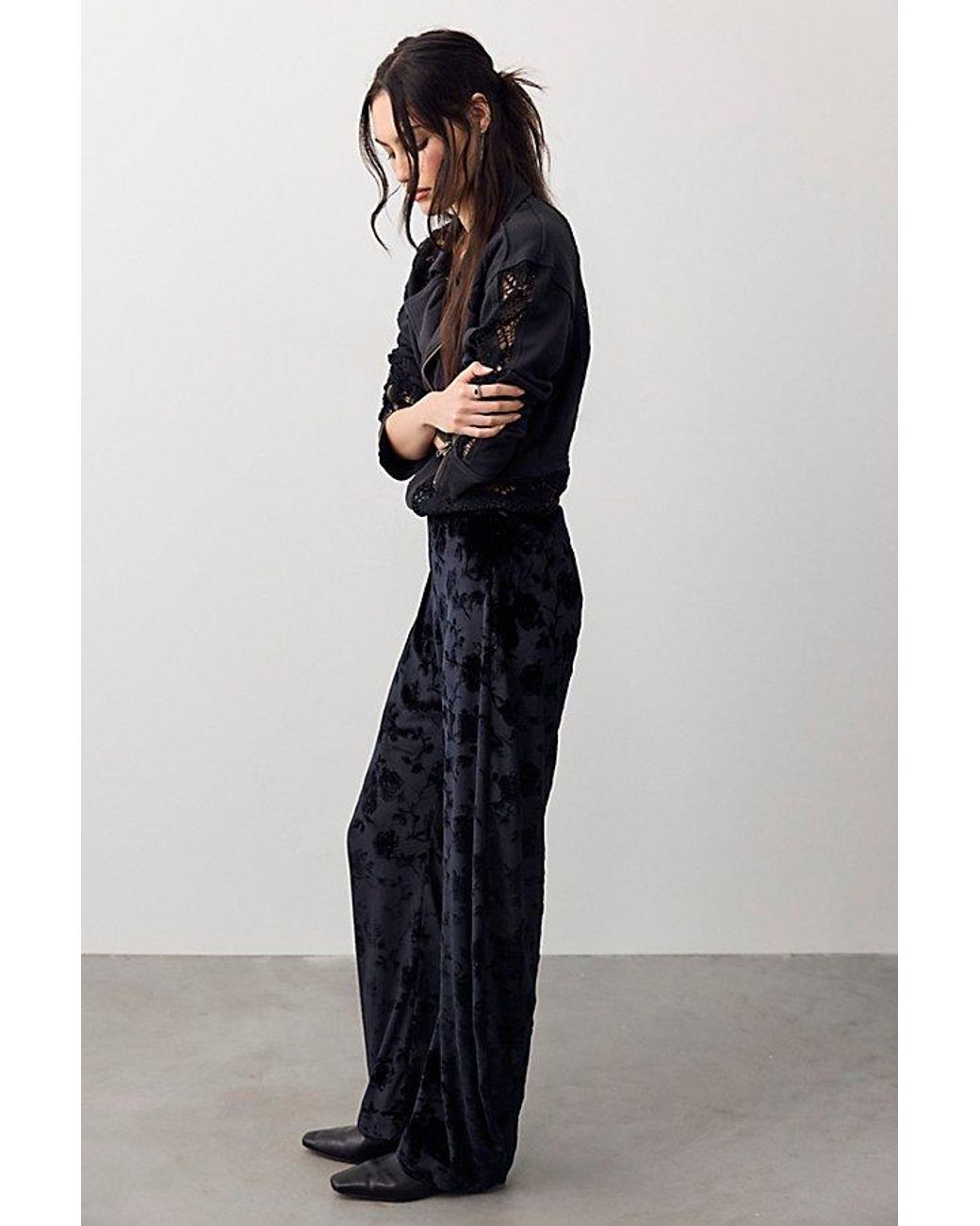 Free People Blue Radiance Velvet Pull-On Pants