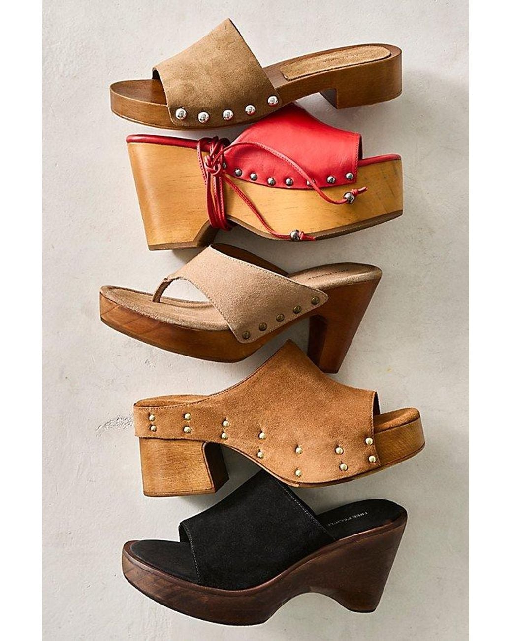 Free People Red Front Row Wrap Clogs