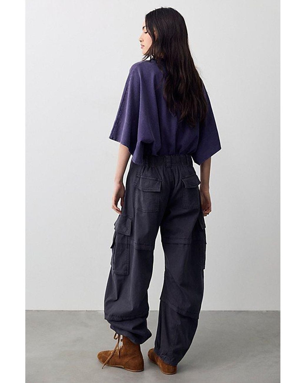 Free People Blue Reef Curved Twill Cargo Pants