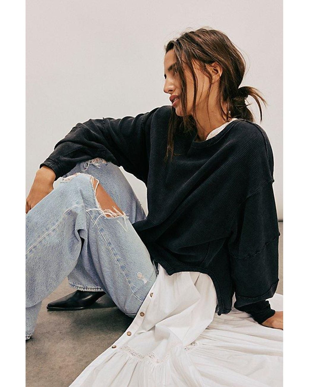 Free People Black Total Eclipse Tee
