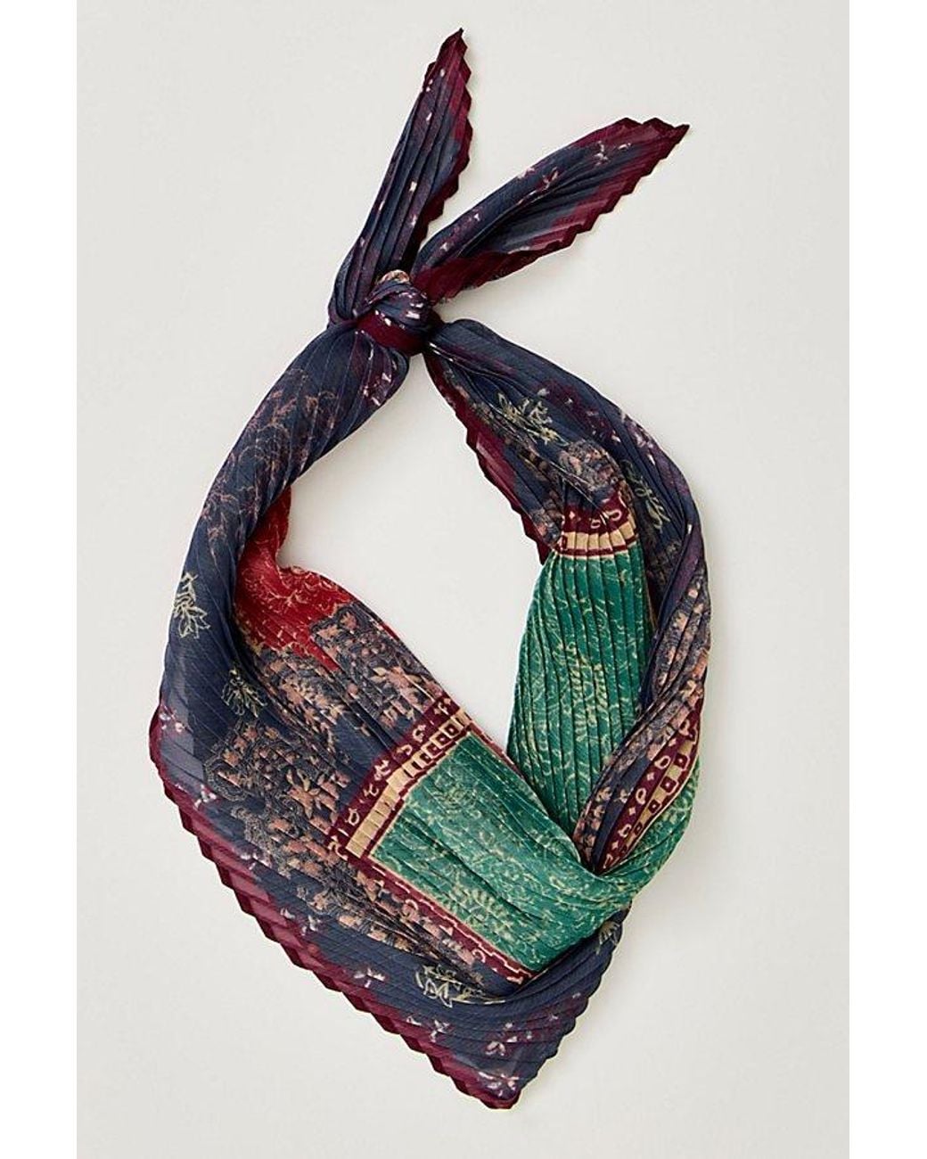 Free People Brown Pleated Printed Skinny Bandana