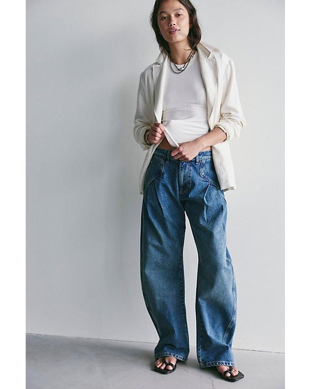 Free People Blue Golden Hour Trouser Jeans