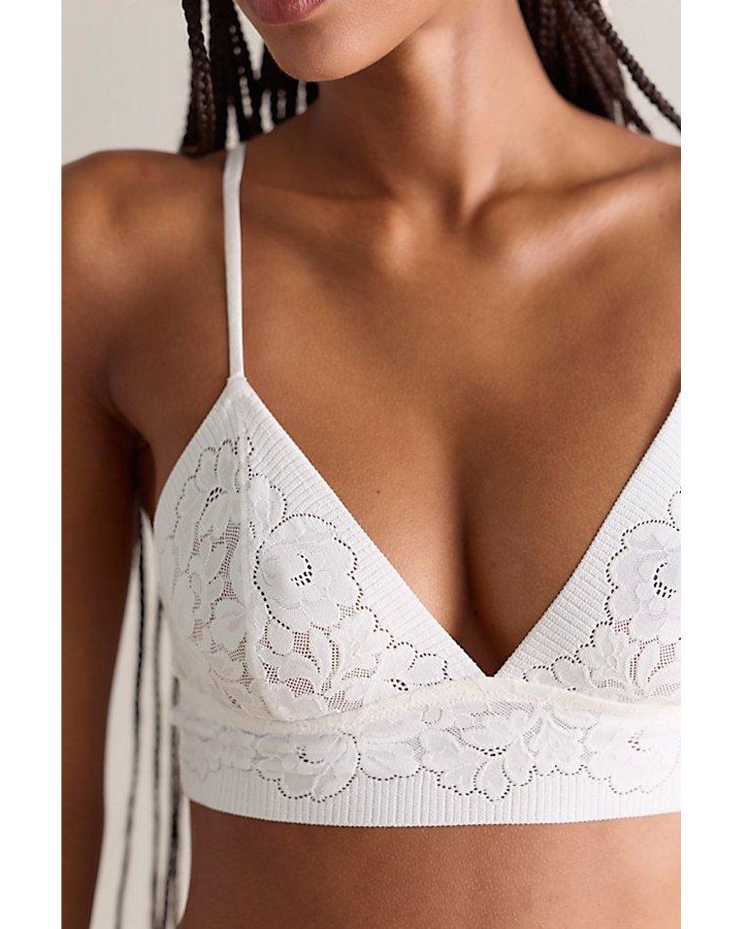 Intimately By Free People White Smooth Talking Lace Triangle Bralette By