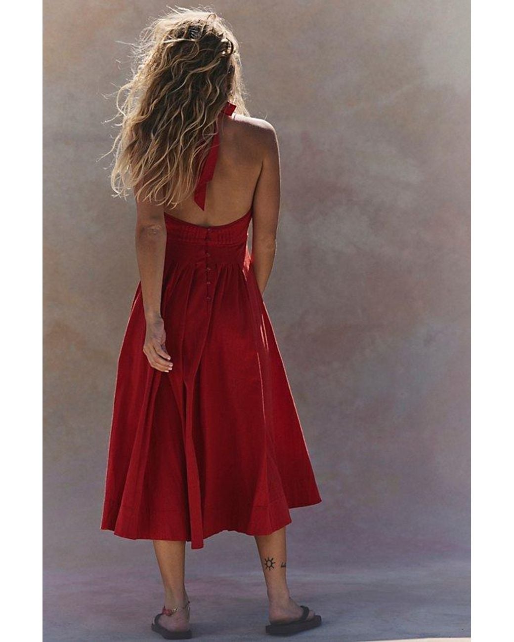 free-est Red Rowe Midi Dress By