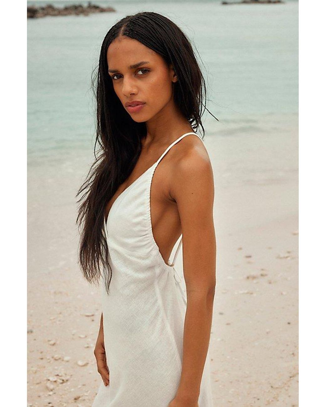 free-est Multicolor Sandshell Linen Omnia Midi Slip Dress By