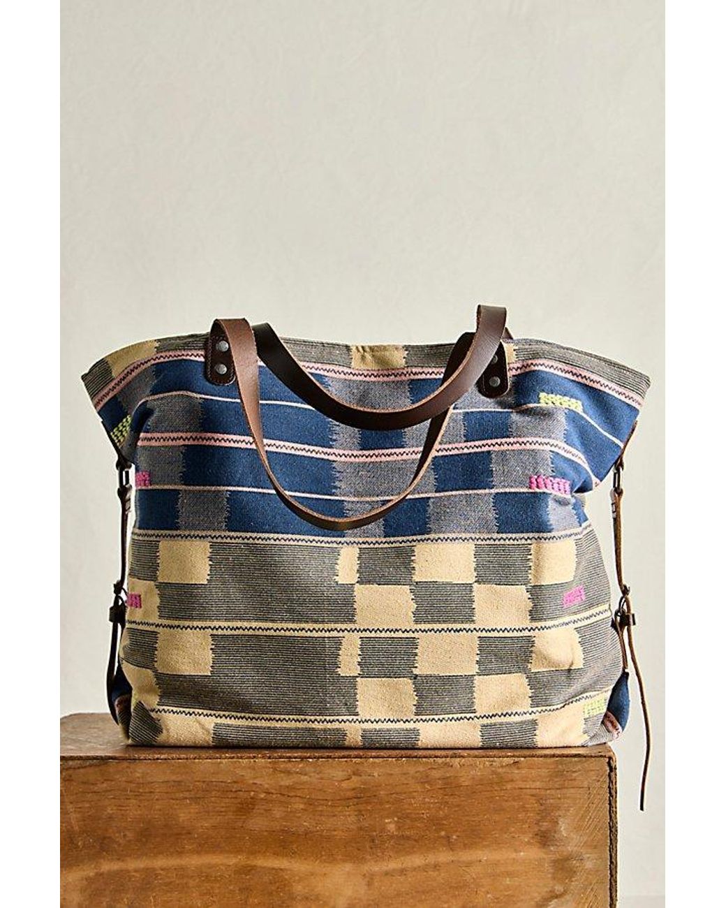 Free People Natural Patchwork Tote Bag