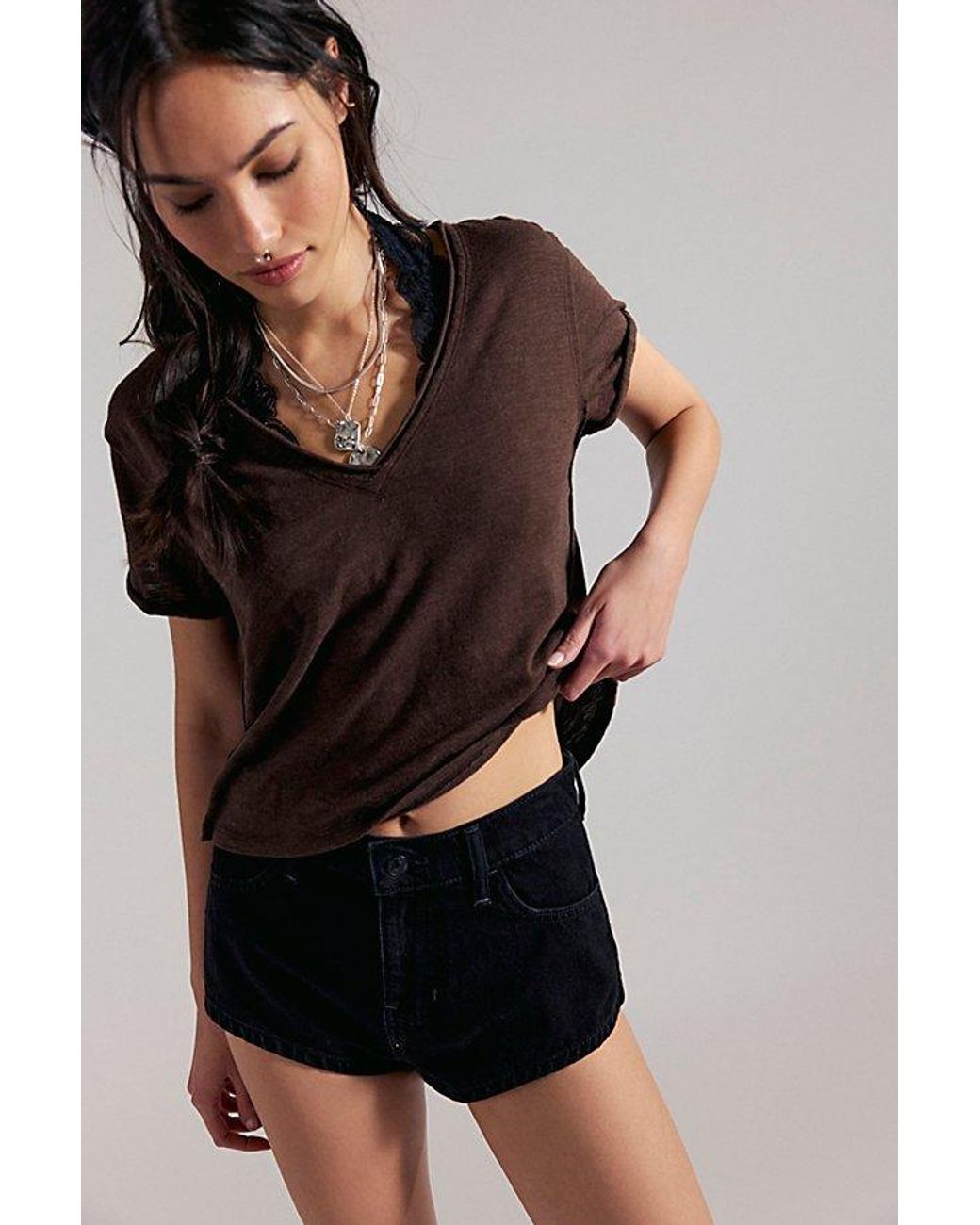 Free People Brown Take 2 Tee